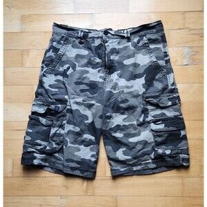 Monument Gray Camouflage Cargo Shorts, Men's 32